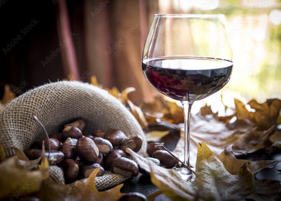 Castagne e vino rosso